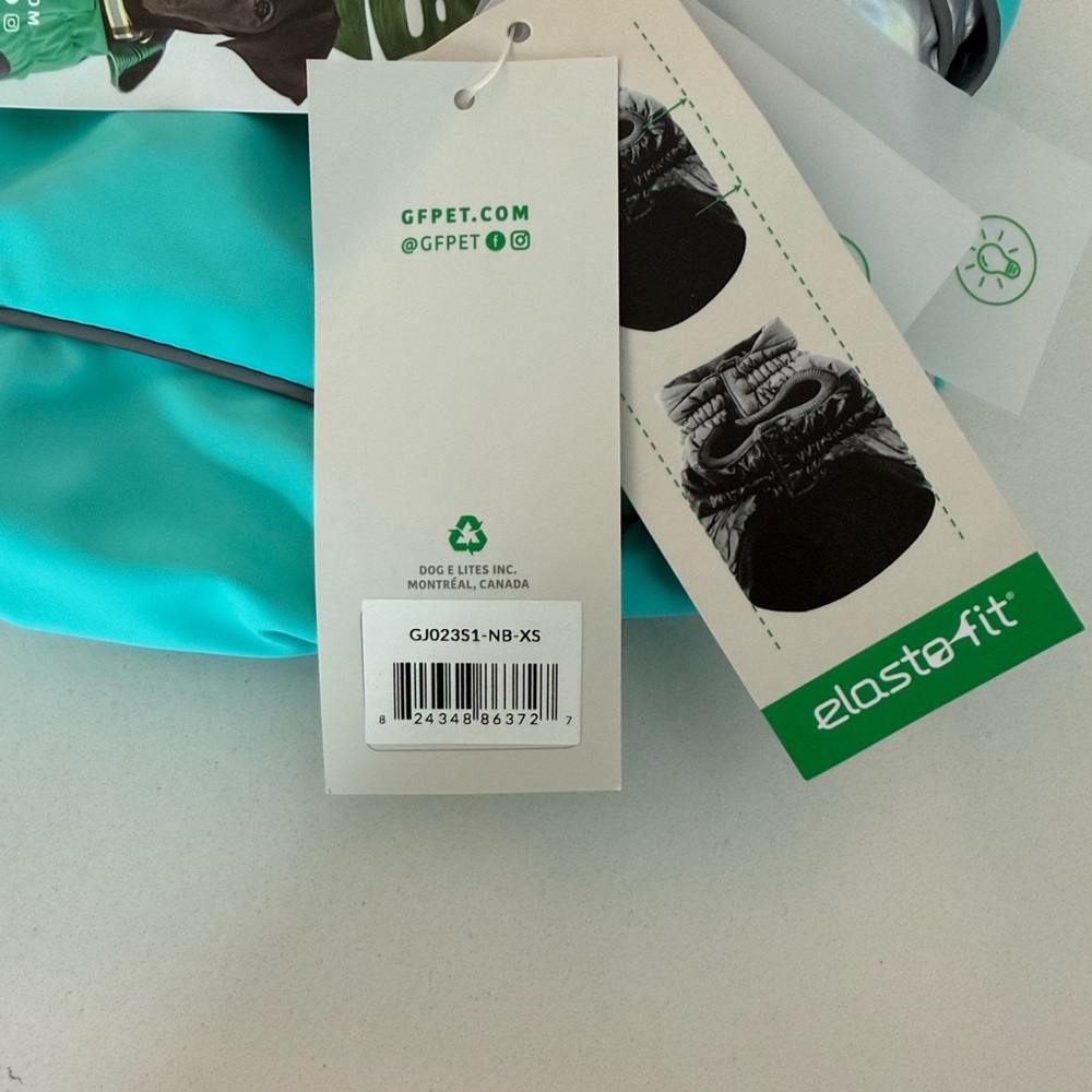 GT Pet Reversible Raincoat in Aqua and Silver with hood - Picture 2 of 6